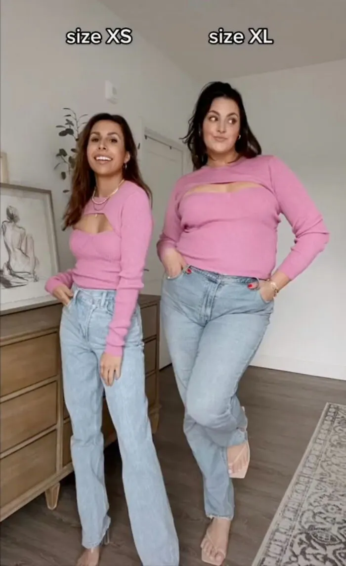 Estas mujeres comparan las tallas XL y XS de la misma ropa y sus videos se hacen virales