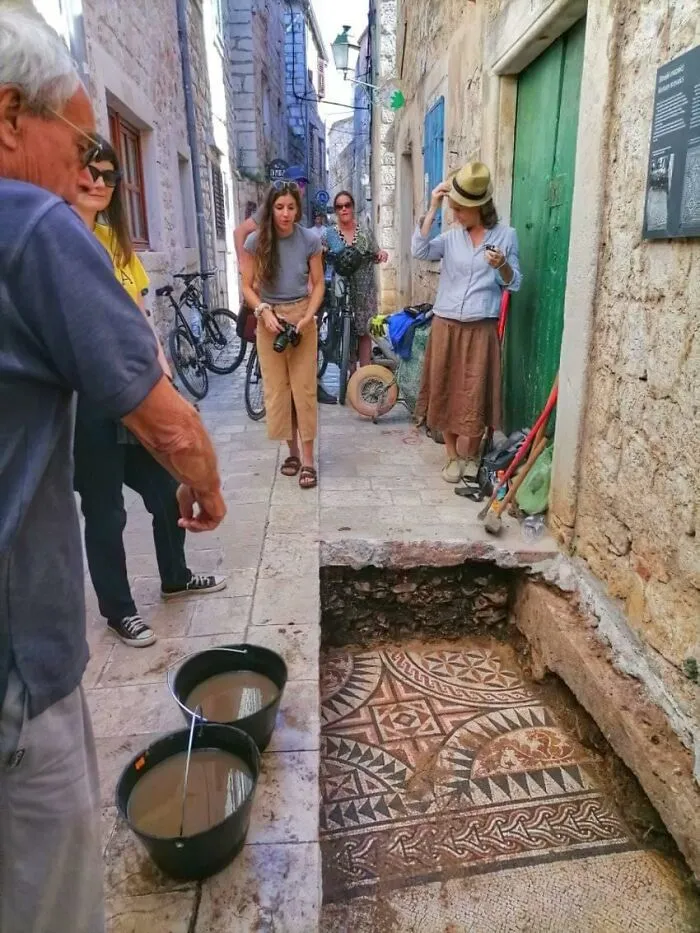 Roman Mosaic Discovered In 2021 In Old Town Of Hvar, Croatia