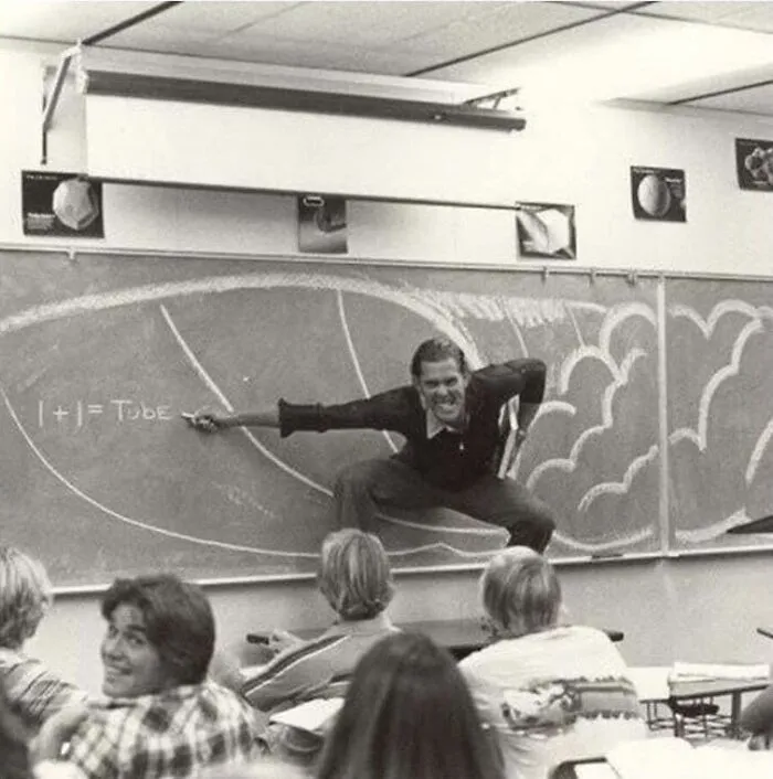 A California Teacher Teaching The Physics Of Surfing, 1970