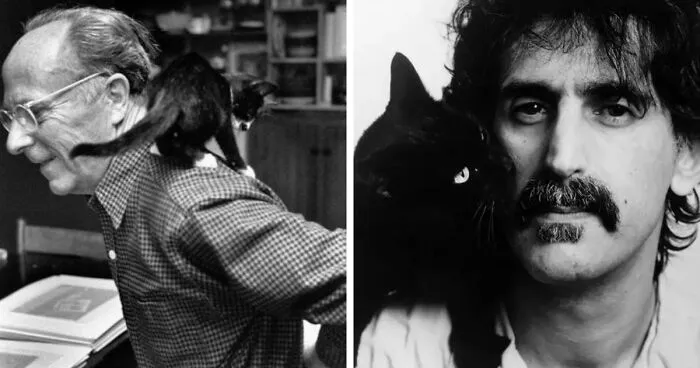 Journalist Collects Vintage Photos Of Cats Posing Together With Famous And Interesting Personalities Of The Past (40 New Pics)
