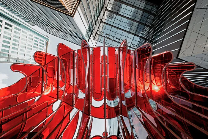 "Crimson Cloud":  Red Transparent Plexiglass Art Installation (12 Pics)
