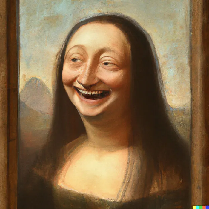Mona Lisa Laughing  Hysterically (She's Holding Her Laughter For A Long Time Now...finally A Relief)