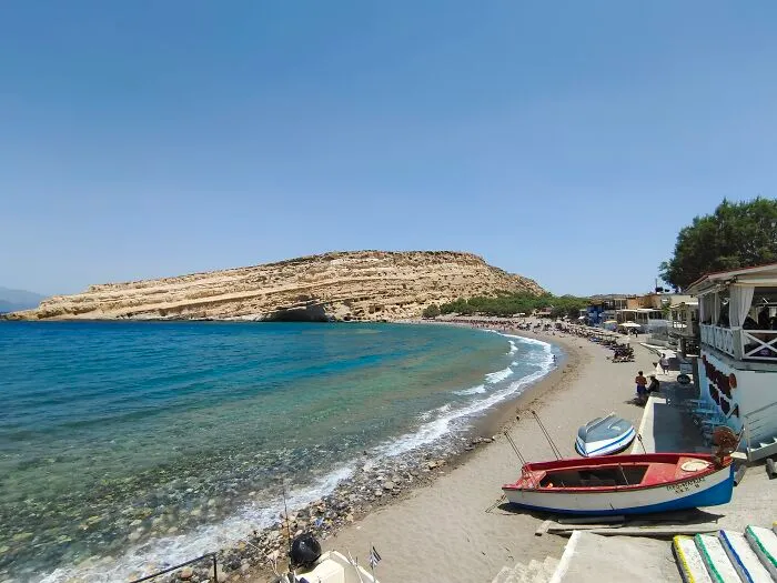 View Towards Matala Beach And It's Caves