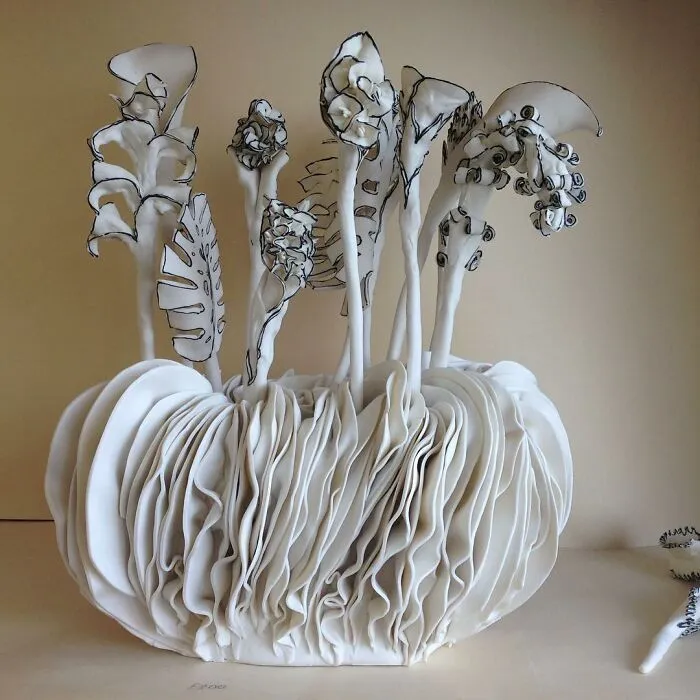 Artist Created These 61 Porcelain Sculptures That Appear As If They Belong In A Drawing