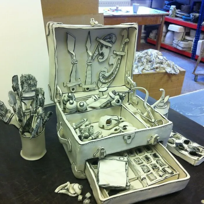 Artist Created These 61 Porcelain Sculptures That Appear As If They Belong In A Drawing