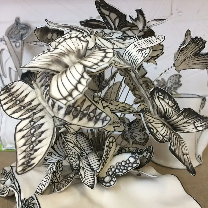 Artist Created These 61 Porcelain Sculptures That Appear As If They Belong In A Drawing