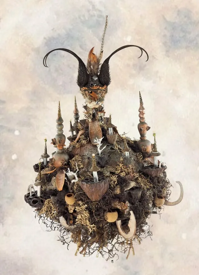 A Castle In The Sky Lamp Made With Natural Materials And Clay