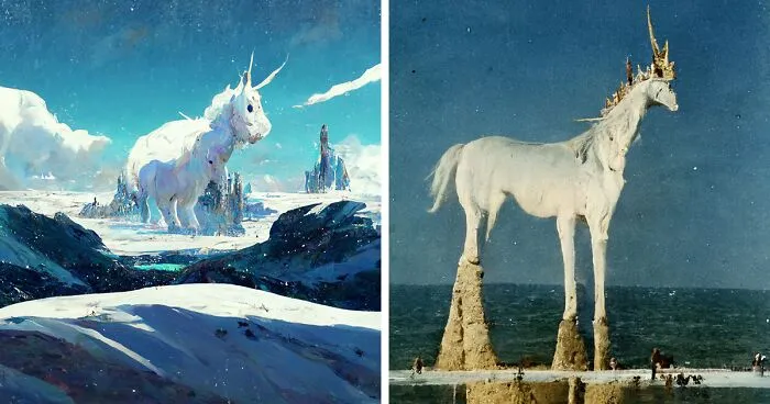 I Use AI To Create Surreal Images Of Unicorns And Some Of My Works Even Get Exhibited In Museums (50 Pics)