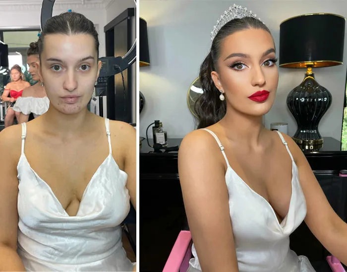 23 Fotos tomadas antes y después de que las novias fueran maquilladas para su boda (Nuevas imágenes)