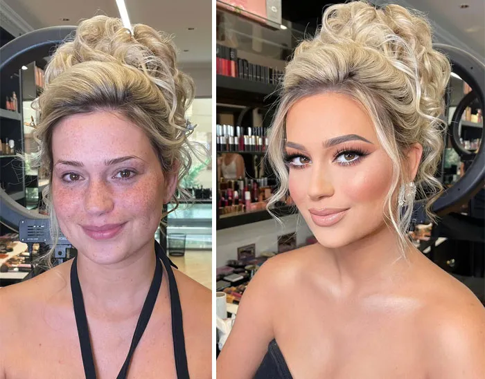 23 Fotos tomadas antes y después de que las novias fueran maquilladas para su boda (Nuevas imágenes)