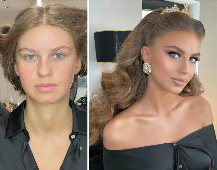 23 Fotos tomadas antes y después de que las novias fueran maquilladas para su boda (Nuevas imágenes)