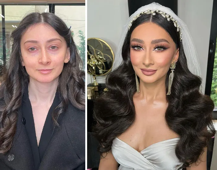 23 Fotos tomadas antes y después de que las novias fueran maquilladas para su boda (Nuevas imágenes)