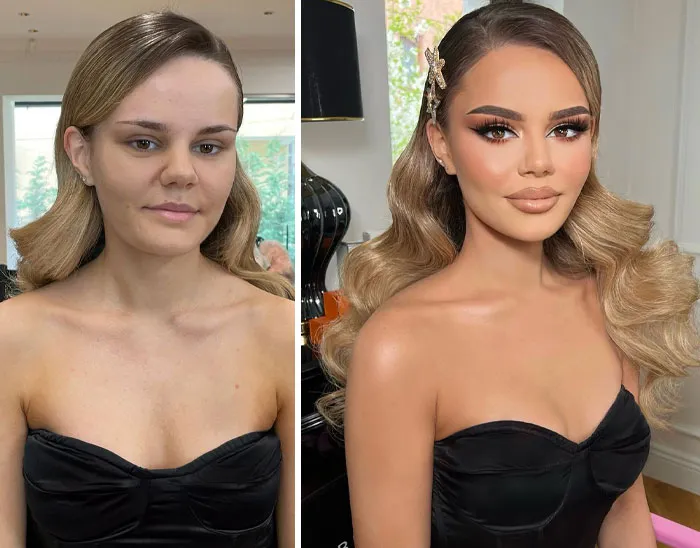 23 Fotos tomadas antes y después de que las novias fueran maquilladas para su boda (Nuevas imágenes)