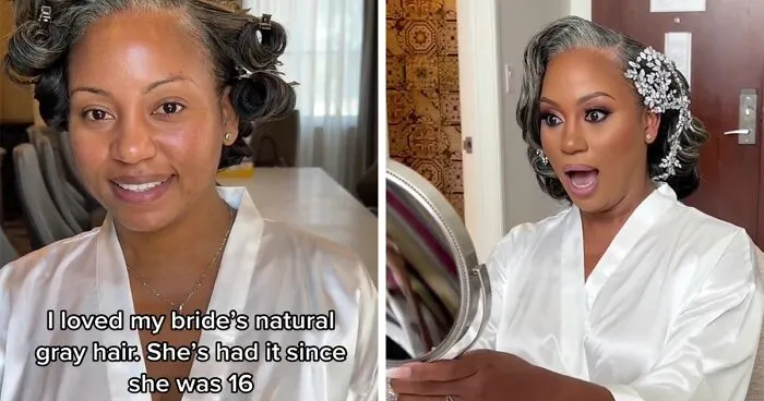 Bride Goes Viral After Embracing Her Natural Hair Color On Her Wedding Day