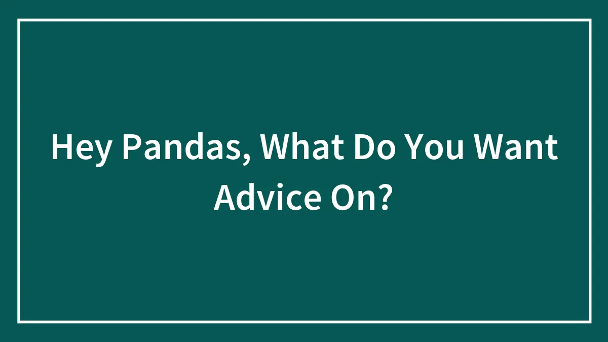 Hey Pandas, What Do You Want Advice On? (Closed)