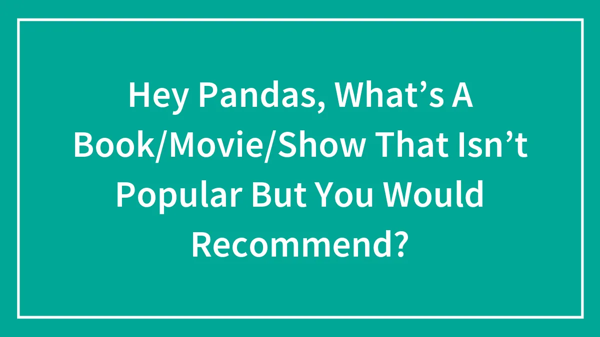 Hey Pandas, What’s A Book/Movie/Show That Isn’t Popular But You Would Recommend?