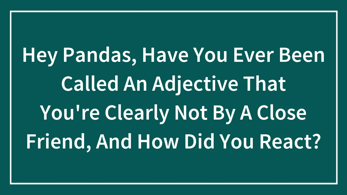 Hey Pandas, Have You Ever Been Called An Adjective That You're Clearly Not By A Close Friend, And How Did You React? (Closed)