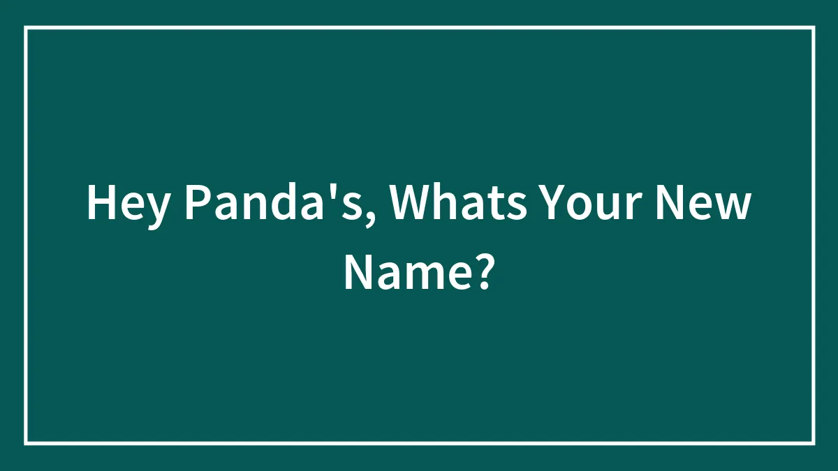 Hey Panda's, Whats Your New Name?