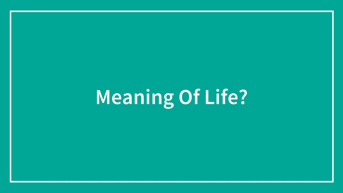 Meaning Of Life?