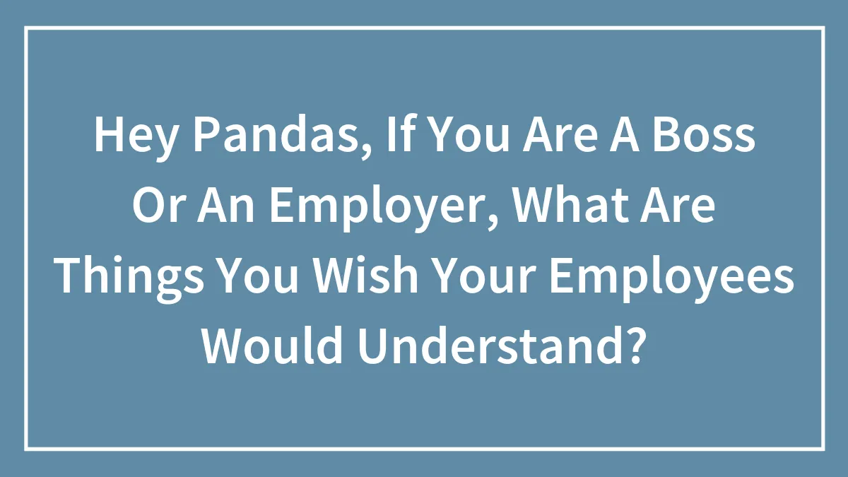 Hey Pandas, If You Are A Boss Or An Employer, What Are Things You Wish Your Employees Would Understand? (Closed)