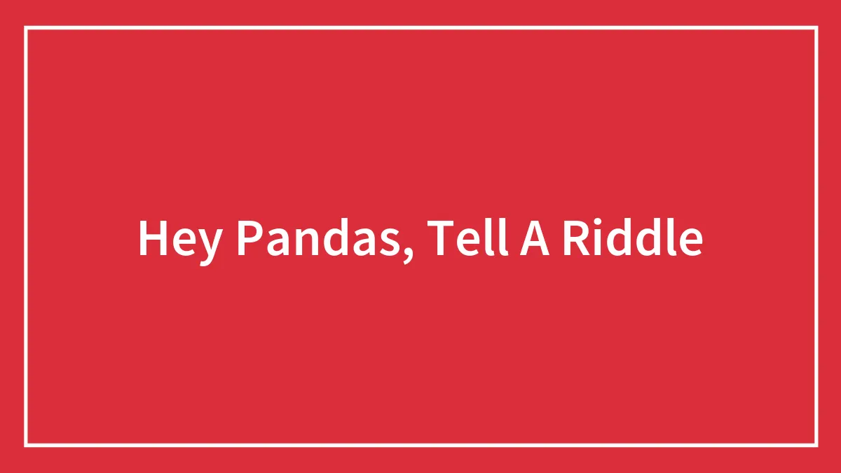 Hey Pandas, Tell A Riddle