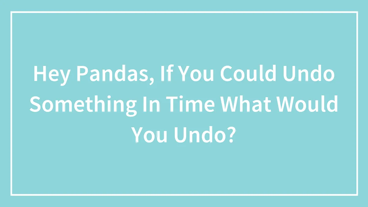 Hey Pandas, If You Could Undo Something In Time What Would You Undo?