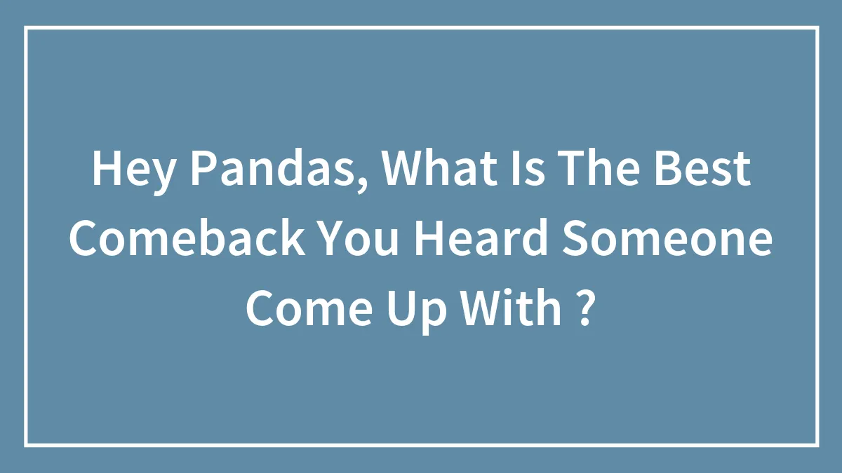 Hey Pandas, What Is The Best Comeback You Heard Someone Come Up With ? (Closed)