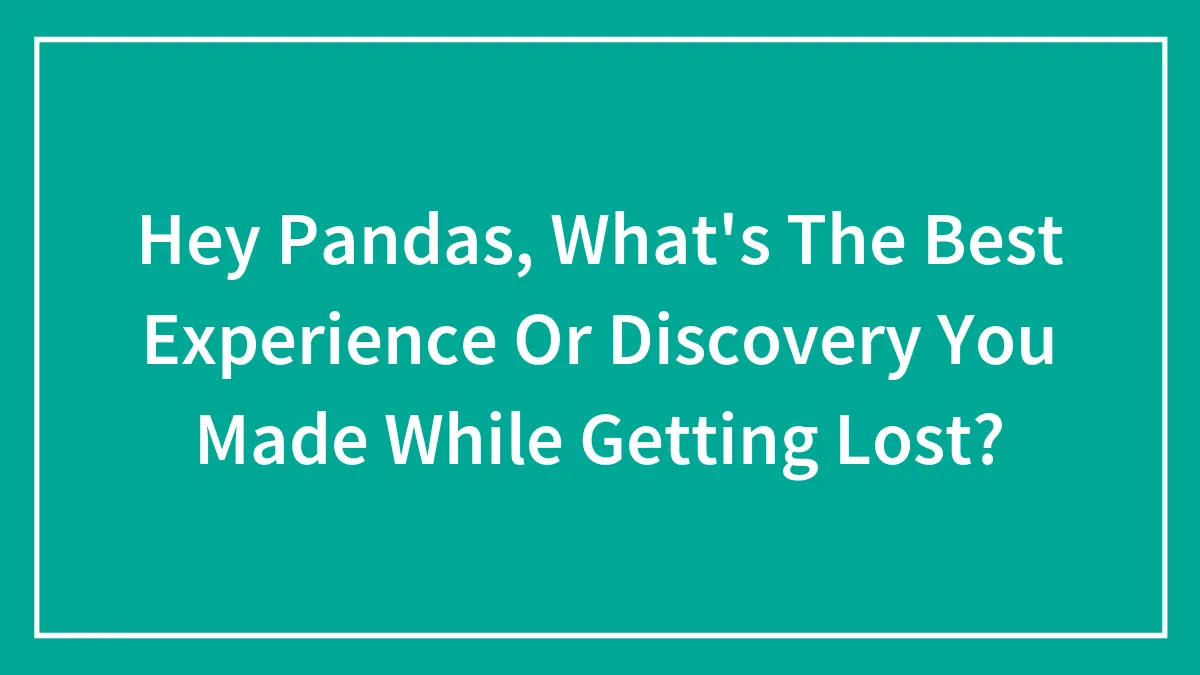 Hey Pandas, What's The Best Experience Or Discovery You Made While Getting Lost?