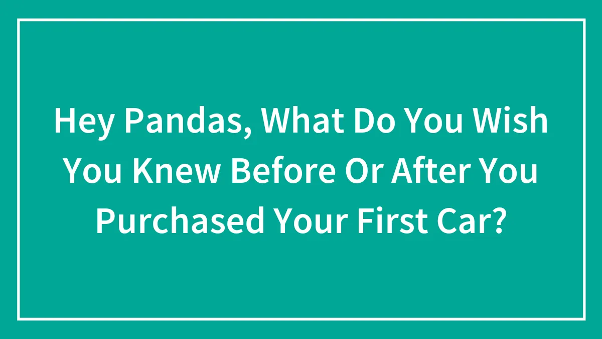 Hey Pandas, What Do You Wish You Knew Before Or After You Purchased Your First Car? (Closed)
