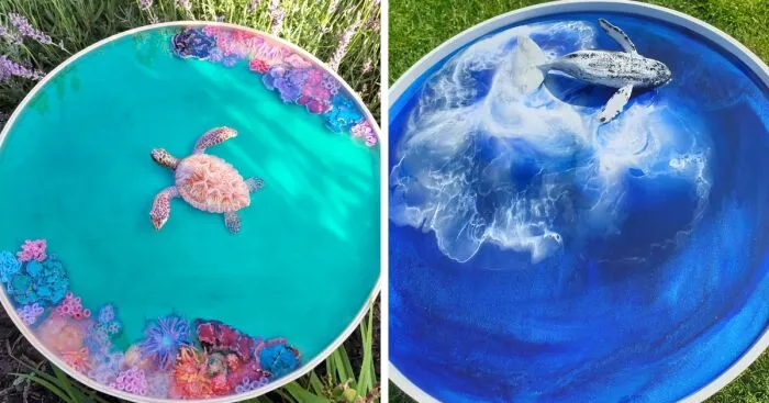 I Create Coffee Tables With Sculpted And Finely Painted Marine Creatures And Corals (13 Pics)