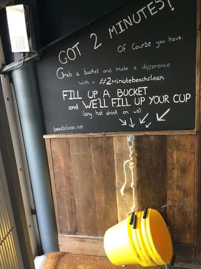 The Cafe At My Closest Beach Gives Free Drinks To People Who Collect A Bucket Of Litter From The Beach