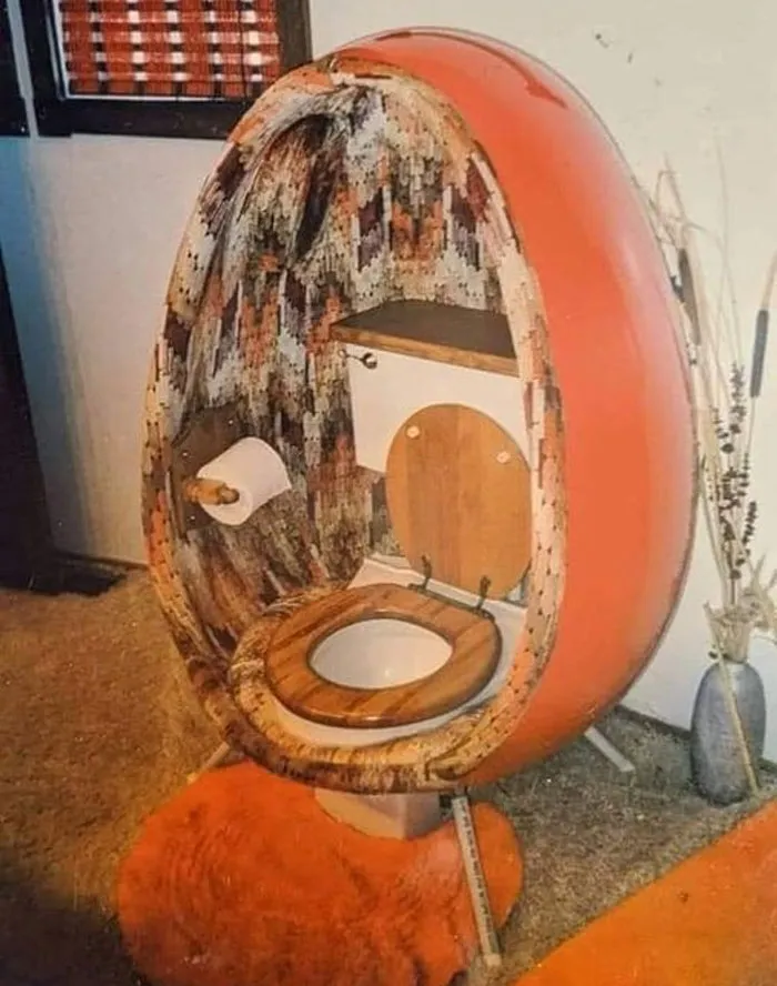 ¿Qué hay con este retrete de mediados de siglo en este hogar?