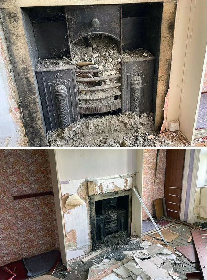 Day 1 - It Was An Unbelievably Exciting Morning When We Discovered This Gem Hidden Behind Various Layers Of Plaster And Wallpaper In The Master Bedroom