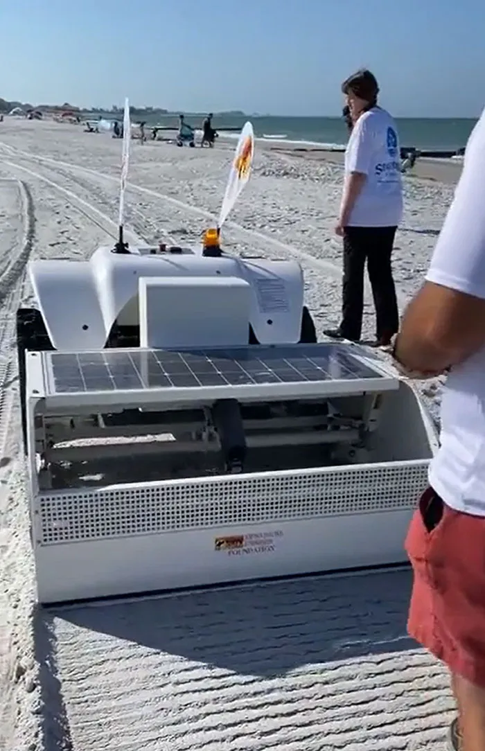 Beach Cleaning Robot Designed To Pick Up Small Pieces Of Garbage Hidden Beneath The Sand!