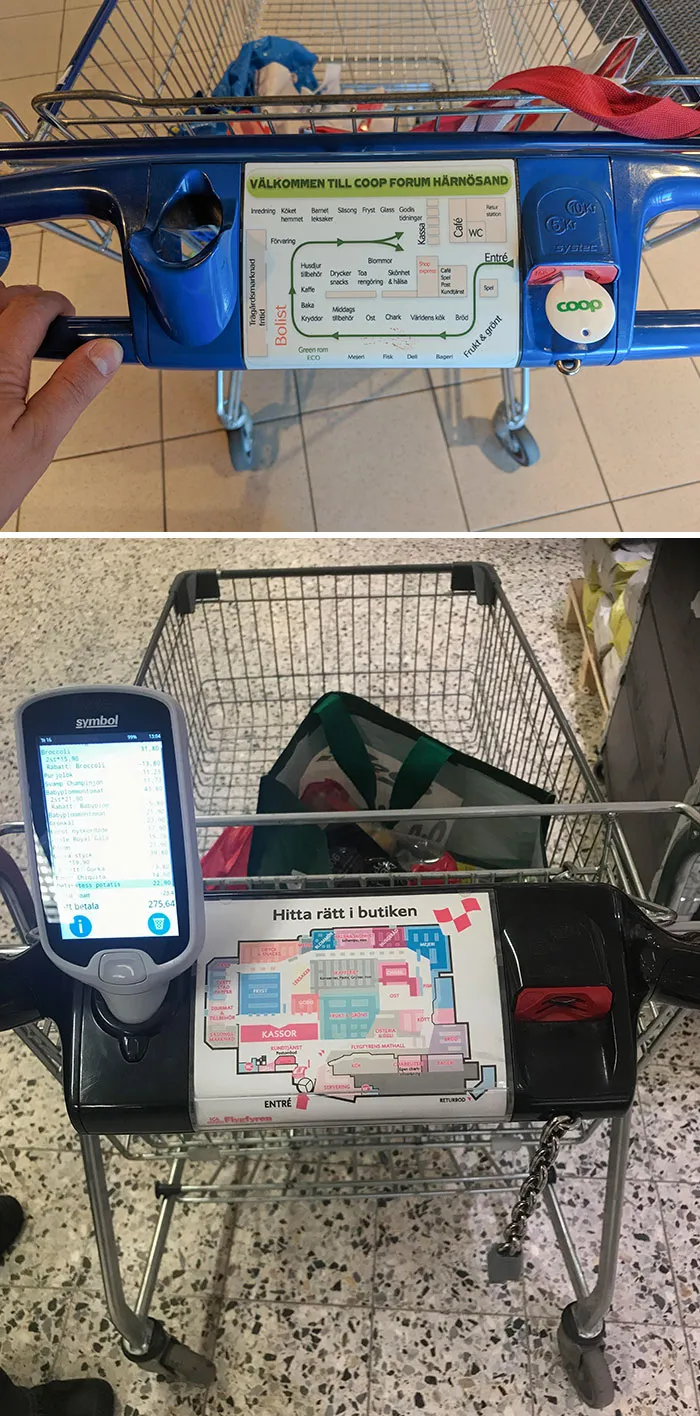 Shopping Carts In Sweden Have A Map Of The Supermarket