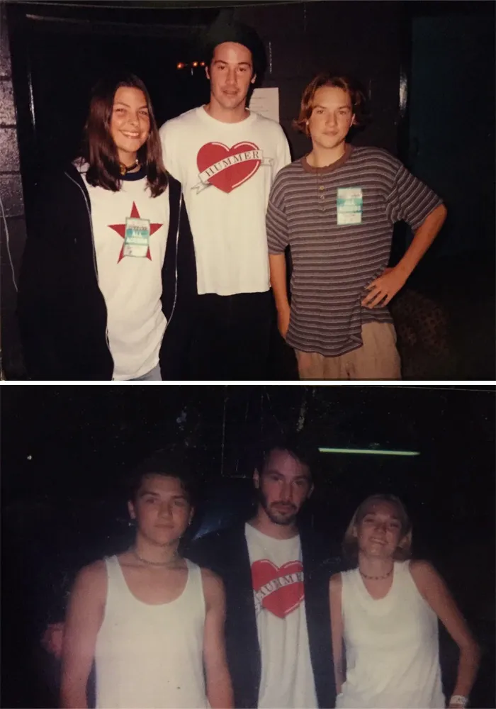 Un tipo se encuentra con Keanu Reeves con 3 años de diferencia, pero Keanu lleva la misma camiseta