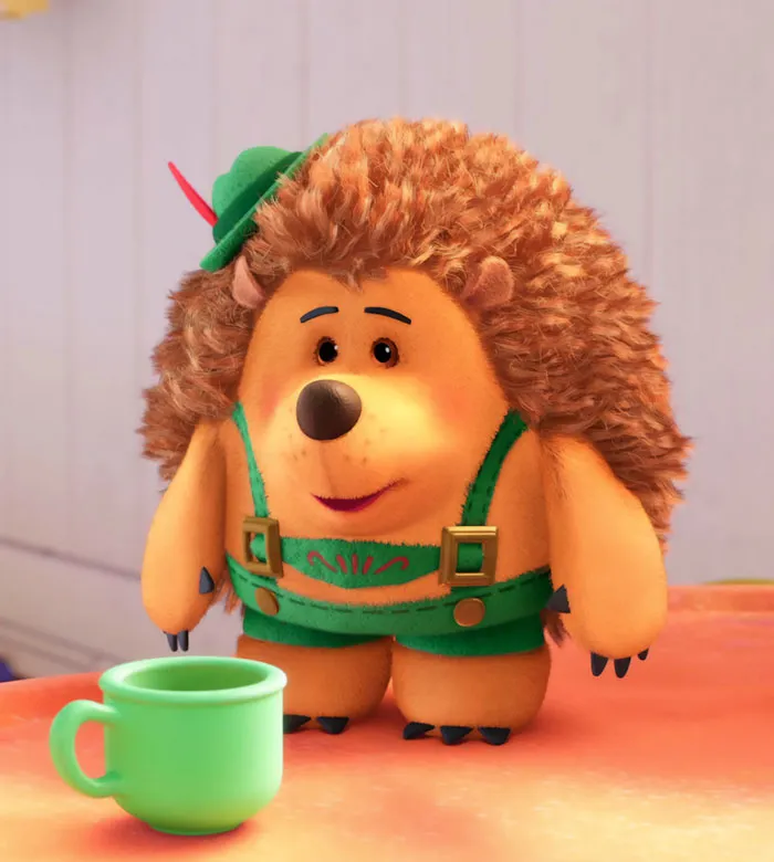 Mr. Pricklepants wearing green hat 