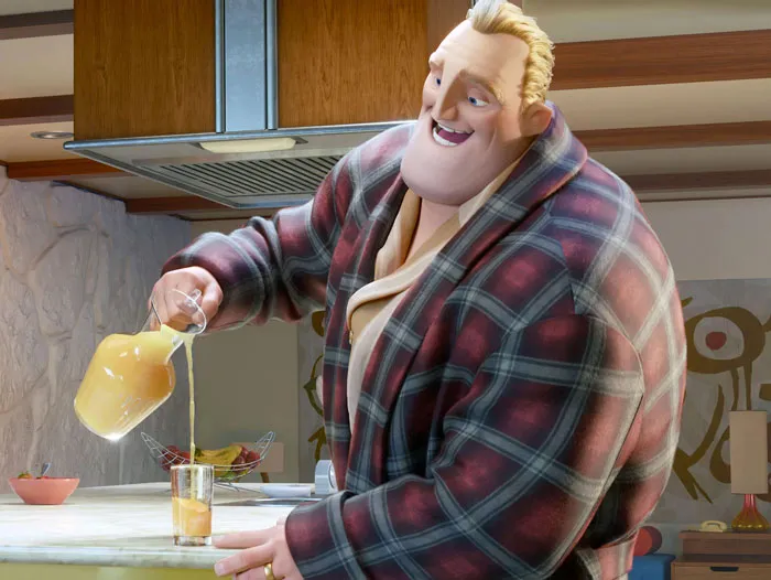 Bob Parr pouring an orange juice 