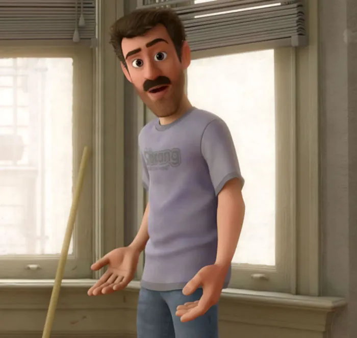 Dad wearing purple t-shirt 