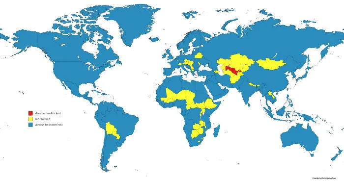 Since Some People Didn't Know What Landlocked Countries Were, I Decided To Make A Map