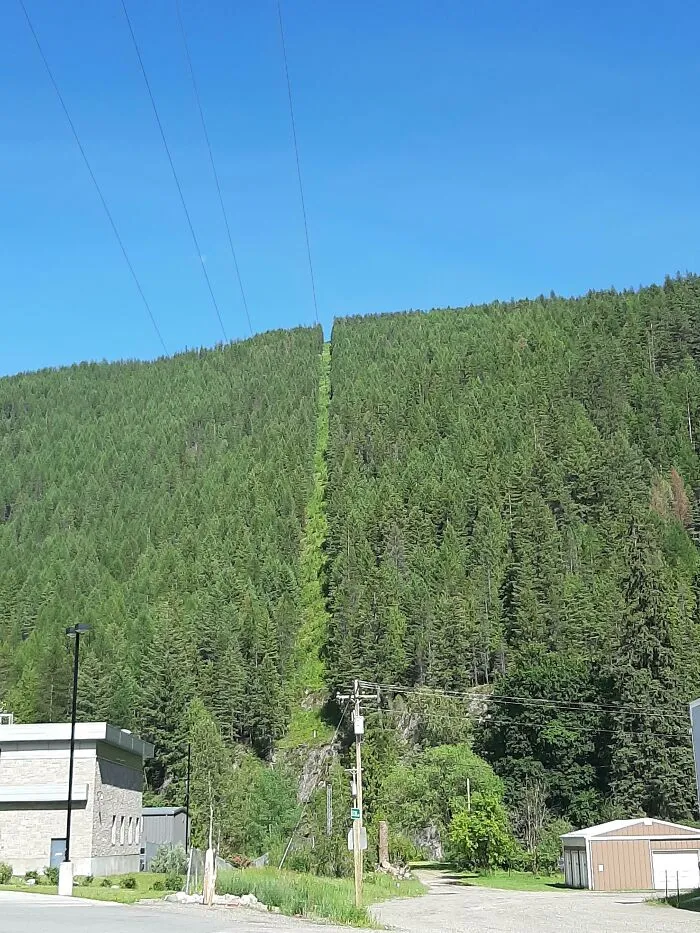Canadian-Us Border In Northern Idaho. They Cut Down All The Trees Along The Border To Mark It