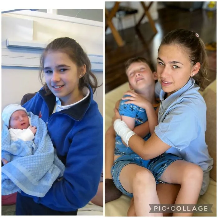 Cuando acababa de nacer mi hermano pequeño vs. Ahora. 13 años nos separan