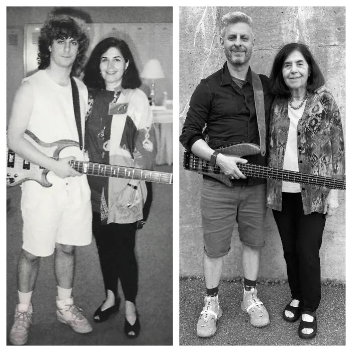 Mike Gordon (de la banda Phish) con su mamá 1993 vs. 2022. Él publicó esto en su página de Facebook hoy
