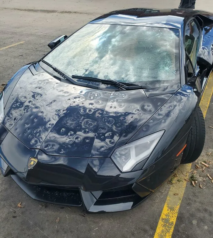 This Poor Lambo I Towed In Calgary Ab After Hail And Flooding