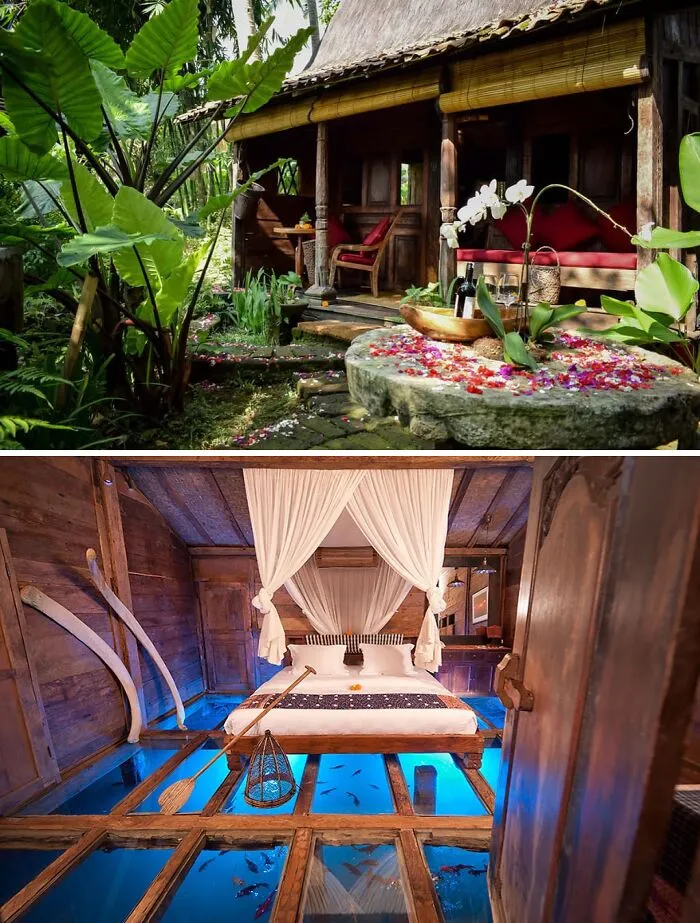 Casa Udang con suelo de cristal, Bali, Indonesia