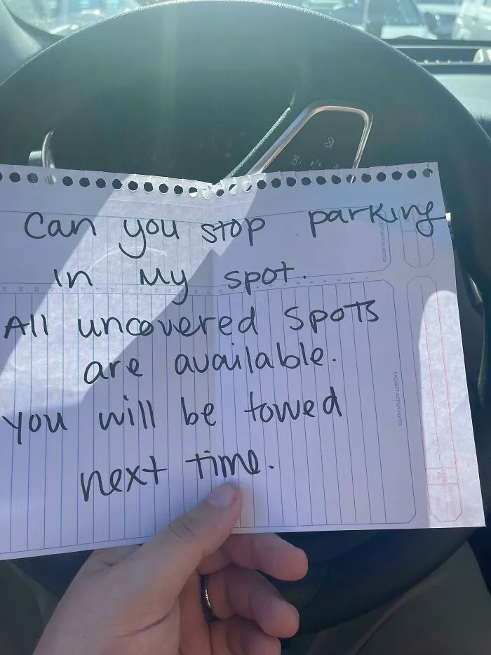 Neighbor Tried To Scare Us Out Of Parking In Our Assigned Spot