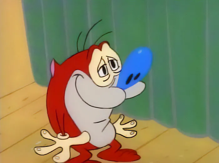 The Ren & Stimpy Show character Stimpson J. Cat is standing happy