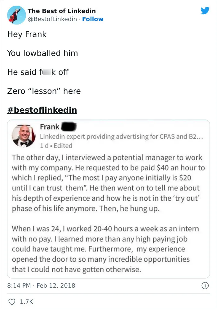 40 Cringeworthy LinkedIn Posts That Got Called Out By This Twitter Page