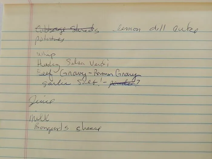 My Husband Thinks It Looks Like I Have A Neurologist Issue.  Just Depends On If I'm In A Hurry.  Current Grocery List Demos The Variety