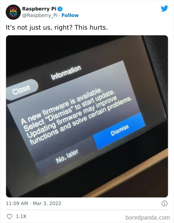 Press Dismiss To Update This Printer